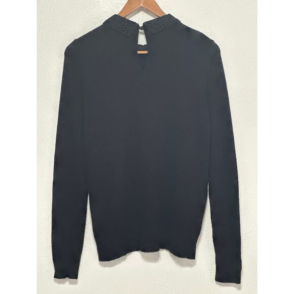 VTG Loft Wool Blend Lightweight Peterpan Collar M Black Wednesday Adams Preppy - Picture 6 of 13